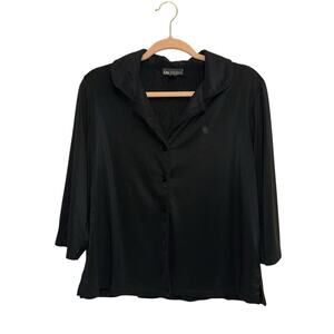 IN Studio Black Button Down Blouse